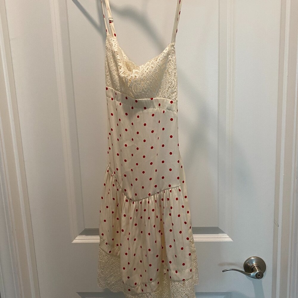Free People Cream and Red Asymmetrical Dress